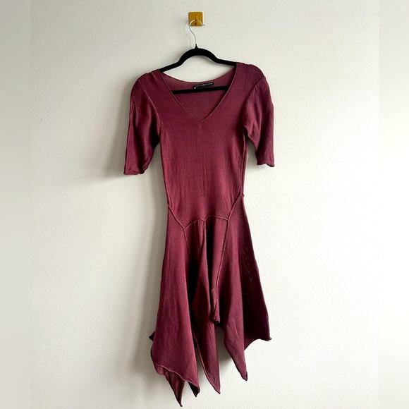 Peruvian Connection Burgundy Asymmetrical Hem Tunic Shirt Fairy Grunge Size S - Picture 1 of 6